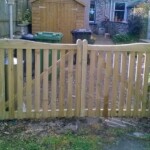 Natural hardwood wooden garden gate by Richard Hope, expertly crafted for durability and aesthetic appeal, enhancing privacy and security in residential outdoor spaces.